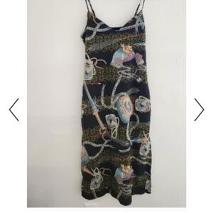 Urban Outfitters Navy Slip Maxi Dress with Pastel Paisley Print